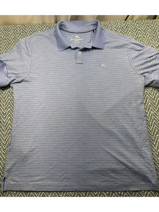 Tommy Bahama Other - Tommy Bahama Mens XL Blue Striped Polo Shirt Short Sleeve Casual Wear